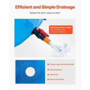 1320 blu capacità Gal pieghevole PVC acquacoltura Koi serbatoio di allevamento stabile struttura valvola di scarico per il pesce rosso irrigazione Koi - Product Image 5