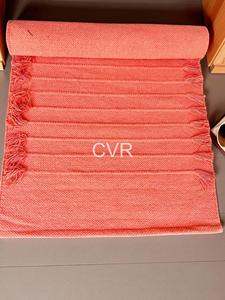 Chemin de table rectangulaire pliable en chenille corail tissée, fait main, style bohème, antidérapant, avec pompons, pour la décoration intérieure - Product Image 4