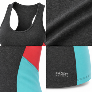 Women's Color Block Athletic Yoga Tank <b>Top</b> Racerback Slim Fit Gym Workout Sleeveless Shirt Quick Dry Breathable Sports Vest - Product Image 3