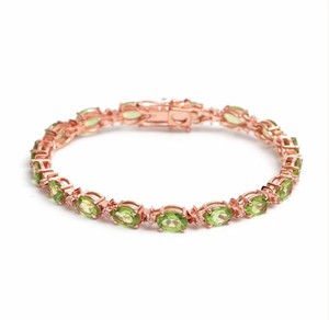 Natural Peridot <b>Stone</b> Charm <b>Bracelet</b> 925 Sterling Silver Luxury Gold Plated Gemstone August Birthstone Fine Jewelry for Women - Product Image 1