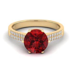 Anillo Solitario REYES Elegante de Oro Sólido de 14K con Granate de Corte Brillante Redondo de 2.75 Quilates para Mujer, Joyería Personalizada con Moissanita - Product Image 6