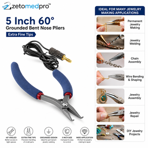 5 Pulgadas 60 °   Alicates de Punta Curva con Puntas Extra Finas para Soldadura de Joyería Permanente y Fabricación de Joyería Zetomed Pro - Product Image 2