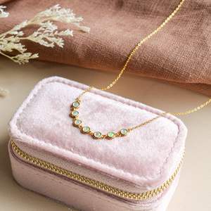 Collier en opale, boucles d'oreilles pendantes en opale, ensemble de bijoux en argent sterling, cadeaux d'anniversaire pour elle - Product Image 2