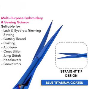 Top Ranking Product Blue Plasma Coated Color Stainless Steel Scissor Anti-Slip Handle Sharp Straight Tip Spring Scissor - Product Image 5