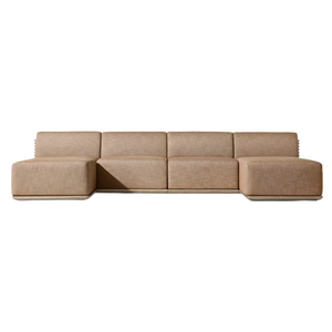 Modern Luxury Outdoor Sectional Sofa Furniture Set Solid Teak Wood <b>U</b>-Shaped Handcrafted with Soft and Comfortable Cushions - Product Image 2
