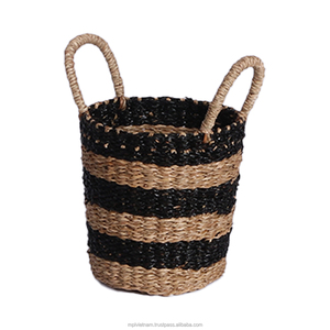 Direct Factory Seagrass <b>Woven</b> <b>Basket</b> With Lid - Ideal for Planters, Storage, and Laundry Hamper for Your Home - Product Image 6