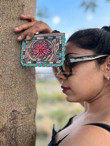 Nueva Mini Cartera de flores rosas de cuero mecanizada a mano, monedero pequeño con diseño Floral, cartera para niños para niñas, monedero para tarjetas de crédito - Product Image 6