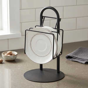 White Round Plate <b>Rack</b> Storage Holder for Kitchen Tableware with Stackable Design Modern Style Standing Type Plastic Material - Product Image 4