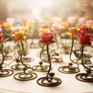 Figurine en fer forgé moderne, traditionnelle, antique, rose éternelle, en métal thermolaqué anti-rouille, cadeau de mariage ou de Saint-Valentin, artisanat - Product Image 3