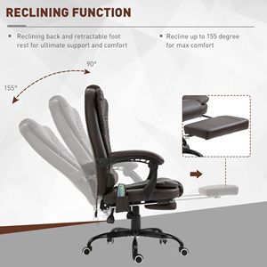 Sedia da Ufficio Ergonomica Marrone con Massaggio a 7 Punti e Poggiapiedi Retrattile, Sedia Direzionale in Rete - Product Image 6