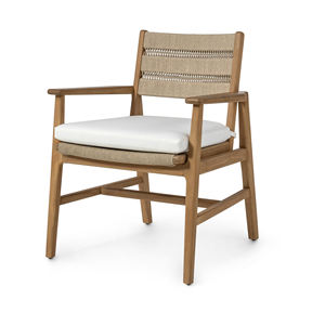 Chaise de salle à manger design moderne en teck naturel et dossier en corde, écologique, pour villa, chaise de salle à manger extérieure Tiffany - Product Image 3