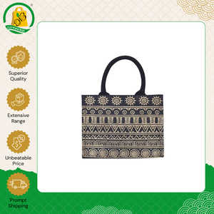 Bolsa de Compras de Yute de Primera Calidad con Diseño Geométrico, Estilo Bohemio, Asa Acolchada de Fácil Transporte, a Bajo Precio - Product Image 4