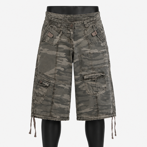Pantalones Cortos de Mezclilla para Hombre, Estilo Cargo, con Logotipo Frontal, Holgados, con Múltiples Bolsillos - Product Image 1