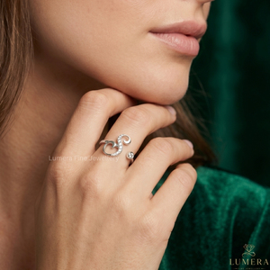 Luxury <b>Initial</b> Letter S <b>Ring</b> for Women 18K White Gold Plated Lab Grown Brilliant Cut Diamond Adjustable Open <b>Ring</b> IGI Certified - Product Image 5