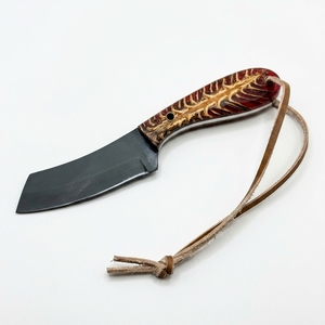 Couteau utilitaire de chasse en acier à haute teneur en carbone, revêtement poudré, manche en résine en forme de cône de pin, lame fixe pour activités de plein air, camping, bushcraft, survie - Product Image 1