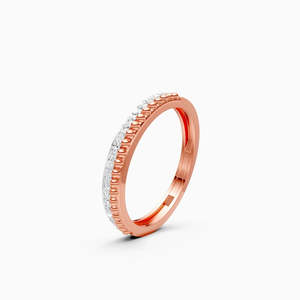Anillo de Diamante Cultivado en Laboratorio con Corte Redondo de 0.12 Ct, Estilo Casual para Uso Diario |   En oro amarillo, blanco y rosa de 9 quilates - Product Image 1