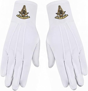 Guantes de algodón bordados Past Master Masonic - [Blanco] Talla única para la mayoría de las personas Tipo de tela: Algodón - Product Image 1