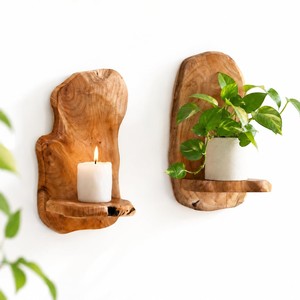 เชิงเทียนไม้รีไซเคิลทำมือ 5 ช่อง ขายส่ง |   ของตกแต่งบ้านสไตล์เรสติก - Product Image 2