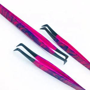 Pinzas Quirúrgicas de Precisión Morje para Pestañas, Acero Inoxidable, Rosa Púrpura Marmoleado, Punta Lisa/Dentada/Serrada, 10 mm, Modelo MS-ET-0007 - Product Image 5
