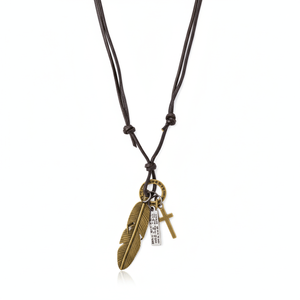Titanium <b>Cross</b> Number Pendant 2-Inch Stainless Steel with Adjustable Leather Rope for <b>Men</b> & Boys - Product Image 3