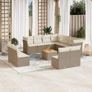 Set Divano da Giardino Beige e Bianco Crema per Patio, Elegante Arredamento da Esterno - Product Image 1