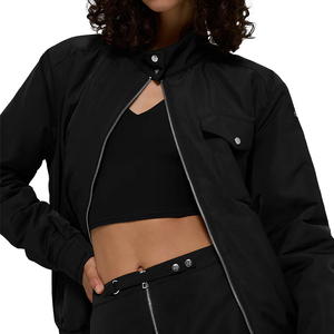 Trendy Women's Oversized Bomber Jacket Lightweight Zip Up Streetwear Coat Relaxed Fit Fashion custom Outerwear OEM manufacturer - Product Image 5