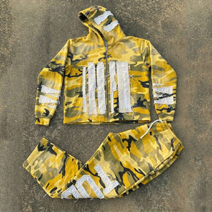 Conjunto Deportivo de Camuflaje con Parches Bordados, Sudadera con Cierre y Pantalones Deportivos con Cierre, Conjunto Deportivo para Hombre - Product Image 5