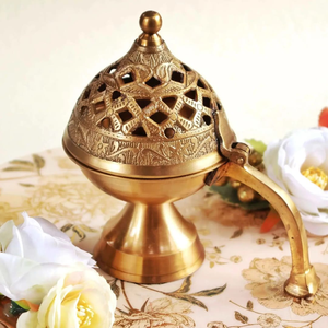Quemador de Incienso Metálico |   Quemador de Bakhoor Estilo Medio Oriente, Soporte Decorativo para Ramadán - Product Image 1