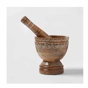 Utensilio de Cocina Ecológico Natural, Mortero y Pilón de Madera Tradicional Manual, Juego 184, para Moler Especias y Hierbas - Product Image 6