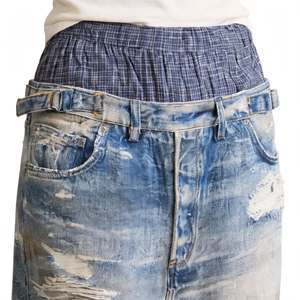 Jean en denim 100 % coton pour femme, grande taille, taille haute, jambe large, style décontracté, couleur inaltérable, respirant et écologique - Product Image 6