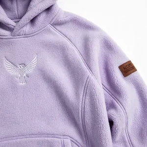 Custom Polar Fleece <b>Hoodie</b> Lilac Lavender Raglan <b>Sleeve</b> Boxy Oversized Winter Thermal Heavyweight Streetwear <b>Hoodie</b> - Product Image 6