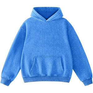 เสื้อฮู้ดผู้ชายแขนยาวสีฟ้าอ่อน สไตล์ลำลอง ผ้าถัก ระบายอากาศได้ดี เหมาะสำหรับฤดูหนาว ล้างสีแบบแอซิดวอช ลดราคาพิเศษ - Product Image 1