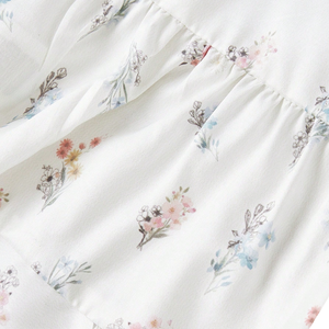 เสื้อสายเดี่ยวผู้หญิงสีขาวลายดอกไม้ แต่งระบาย สายสปาเก็ตตี้ ผูกด้านหน้า ทรงเปปลัม แขนกุด ใส่สบายๆ สำหรับฤดูร้อน ผ้าโพลีเอสเตอร์ 100% ทรงพอดีตัว - Product Image 6