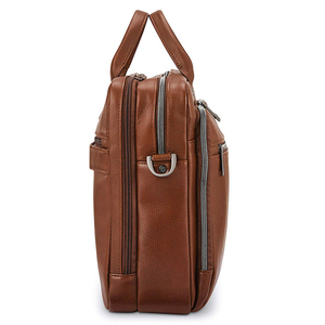 Custom Genuine <b>Leather</b> Unisex Briefcase Vintage Style Soft Handle Zipper Closure Brown <b>Laptop</b> Bag Business <b>Leather</b> <b>Backpack</b> Bags - Product Image 3