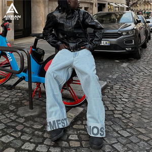 Aifran Sports – Jean ample en denim délavé pour homme, style streetwear, fournisseur en gros - Product Image 3