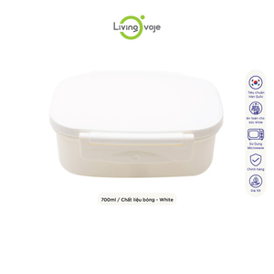 Lonchera Rectangular Libre de BPA, Apta para Microondas, de Alta Capacidad, Estilo Coreano, 700 ml, 2 Compartimentos, Diseño Desmontable, Tapa de Plástico Brillante - Product Image 1