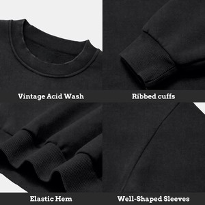 Sweat-shirt col rond vintage délavé à l'acide de haute qualité 2026 pour homme, coupe oversize, manches longues, gris foncé, 100 % coton biologique, OEM - Product Image 6
