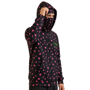 NEXTEX Sweat à capuche unisexe à fermeture éclair avec imprimé triangle noir rose et masque ninja intégré - Product Image 4