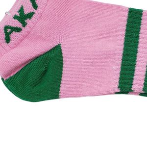 Chaussettes courtes pour femme en laine/acrylique, rose et vert, style décontracté, motif lettres grecques, antibactériennes, séchage rapide, respirantes, usage quotidien - Product Image 6