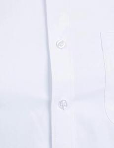 Chemise habillée formelle pour homme, coupe ajustée, blanche, 100 % coton popeline, col rabattu, manches longues, infroissable, collection printemps - Product Image 4