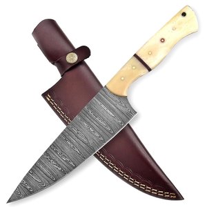 Couteau de Chef Professionnel en Acier Damas Forgé à la Main, Très Tranchant, Manche en Os de Chameau, Design Moderne - Vente en Gros OEM/ODM - Product Image 1