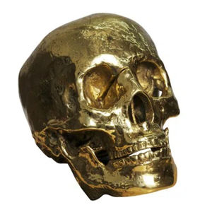 Sculpture de crâne en métal pour la décoration des chambres, statue d'art humain pour l'intérieur moderne de la maison ou du bureau, cadeau, sculpture dorée faite à la main - Product Image 2