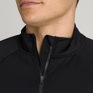 Men's <b>Black</b> <b>Long</b> <b>Sleeve</b> Quarter Zip Rash Guard Performance Shirt Quick Dry Moisture Wicking Eco-Friendly Athletic <b>Top</b> <b>Gym</b> - Product Image 3
