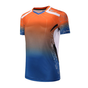 Camiseta Deportiva Sublimada Personalizada al por Mayor para Hombre, Cuello en V, Diseño Degradado, Transpirable, Ropa Deportiva OEM - Product Image 1