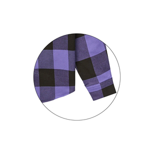 Camisa de Franela a Cuadros Negra y Morada para Hombre, Manga Larga, Cuello Camisero, Estilo Casual para Otoño, 100% Algodón, Antiarrugas - Product Image 2