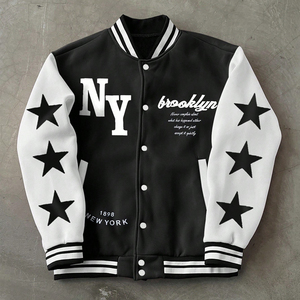 Chaqueta Varsity Moderna para Hombre, con Parches de Color en Contraste, Bordado, Estilo Urbano, Chaqueta Bomber de Alta Calidad, Chaqueta de Béisbol - Product Image 1