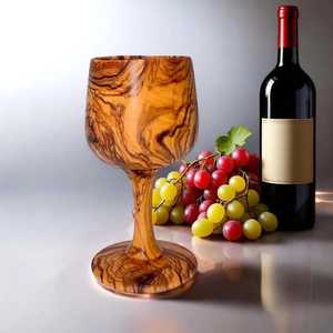 Verre à vin en bois fait main, forme unique, design grain de bois naturel, pour cocktails, 1 pièce - Product Image 4
