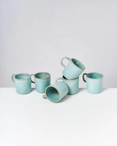 Taza de Café Moderna de Cerámica con Esmalte Reactivo Azul Océano, Forma Cilíndrica Lisa, Asa de Agarre Cómodo, Diseño que Retiene el Calor - Product Image 3