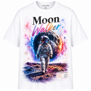 Camiseta de algodón 100% para hombre, de manga corta, cuello redondo, corte regular, informal, con estampado de astronauta Thread & Harbor Moon Walker - Product Image 1
