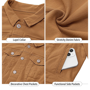 Chaqueta vaquera corta con logo personalizado para mujer, elástica, ajustada, de manga larga, 100% algodón original, a la moda. - Product Image 4